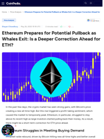 Ethereum Prepares for Potential Pullback as Whales Exit: Is a Deeper Correction Ahead for ETH?