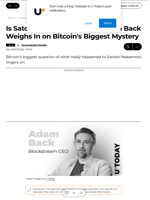 Is Satoshi Nakamoto Dead? Adam Back Weighs In on Bitcoin's Biggest Mystery - U.Today