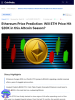 Ethereum Price Prediction: Will ETH Price Hit $20K in this Altcoin Season?