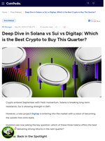Deep Dive in Solana vs Sui vs Digitap: Which is the Best Crypto to Buy This Quarter?