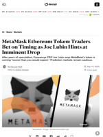 MetaMask Ethereum Token: Traders Bet on Timing as Joe Lubin Hints at Imminent Drop - Decrypt