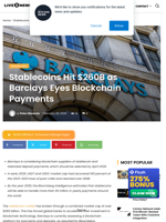 Barclays Eyes Blockchain as Stablecoins Hit $260B