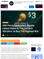 XRP Price Prediction; Ripple Latest News & The Hottest Altcoins To Buy For Highest ROI | Live Bitcoin News