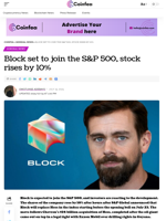 Block set to join the S&P 500, stock rises by 10% - Coinfea
