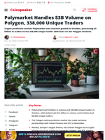 Polymarket Handles $3B Volume on Polygon, 338,000 Unique Traders - Coinspeaker
