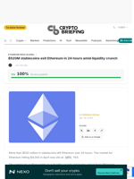 $520M stablecoins exit Ethereum in 24 hours amid liquidity crunch