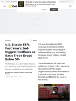 U.S. Bitcoin ETFs Post Year's 2nd-Biggest Outflows, More May Be on the Way