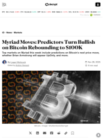 Myriad Moves: Predictors Turn Bullish on Bitcoin Rebounding to $100K - Decrypt