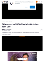Ethereum to $5,500 by Mid-October: Tom Lee - U.Today