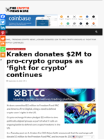 Kraken donates $2M to pro-crypto groups as ‘fight for crypto’ continues - The Crypto News Wire