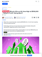 Bitcoin Price Forms New All-Time High At $109,000 After 4 Months