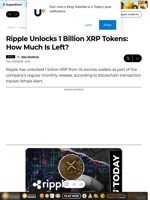 Ripple Unlocks 1 Billion XRP Tokens: How Much Is Left? - U.Today