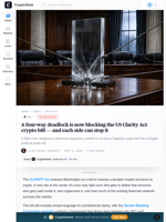 A four-way deadlock is now blocking the US Clarity Act crypto bill — and each side can stop it