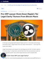 Pro-XRP Lawyer Shuts Down Ripple's ‘No Legal Clarity’ Rumors From Bitcoin Maxis