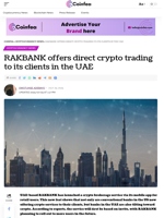RAKBANK offers direct crypto trading to its clients in the UAE - Coinfea