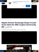 Ripple Partner Exchange Drops Crucial Scam Alert for XRP, Crypto Community - U.Today
