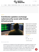 CoinGecko updates exchange cybersecurity score with Core3 infrastructure