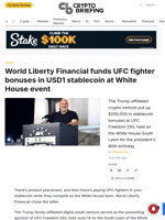 World Liberty Financial funds UFC fighter bonuses in USD1 stablecoin at White House event