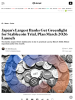 Japan’s Largest Banks Get Greenlight for Stablecoin Trial, Plan March 2026 Launch - Decrypt