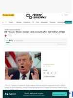 US Treasury freezes Iranian bank accounts after Gulf military strikes