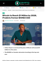 Bitcoin to Reach $1 Million by 2028, Predicts Former BitMEX CEO - Crypto News Flash