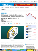 Citigroup Predicts Ethereum To Reach $6,400 But Remains Wary Of A Grim Drop To $2,200 ⋆ ZyCrypto
