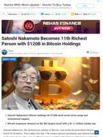 Satoshi Nakamoto Becomes 11th Richest Person with $120B in Bitcoin Holdings - TheNewsCrypto