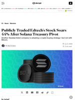 Publicly Traded Edtech's Stock Soars 44% After Solana Treasury Pivot - Decrypt