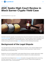 ASIC Seeks High Court Review in Block Earner Crypto Yield Case