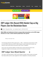 XRP Ledger Hits Record RWA Market Cap as Big Players Join the Blockchain Boom