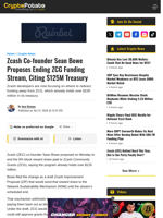 Zcash Co-founder Sean Bowe Proposes Ending ZCG Funding Stream, Citing $125M Treasury