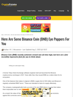 Here Are Some Binance Coin (BNB) Eye Poppers For You