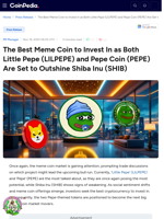 The Best Meme Coin to Invest In as Both Little Pepe (LILPEPE) and Pepe Coin (PEPE) Are Set to Outshine Shiba Inu (SHIB)