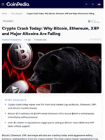 Crypto Crash Today: Why Bitcoin, Ethereum, XRP and Major Altcoins Are Falling