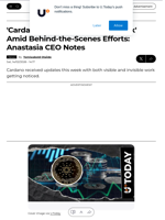 'Cardano Has a Lot of Visible Work' Amid Behind-the-Scenes Efforts: Anastasia CEO Notes - U.Today