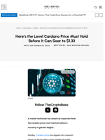 Here’s the Level Cardano Price Must Hold Before It Can Soar to $1.33