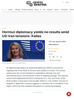 Hormuz diplomacy yields no results amid US-Iran tensions: Kallas