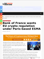 Bank of France wants EU crypto regulation under Paris-based ESMA - The Crypto News Wire
