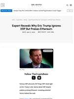 Expert Reveals Why Eric Trump Ignores XRP But Praises Ethereum 