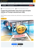 Erebor Secures First New US Bank Charter of Trump’s Second Term