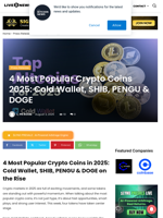 4 Most Popular Crypto Coins 2025: Cold Wallet, SHIB, PENGU & DOGE | Live Bitcoin News