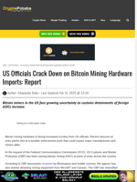 US Officials Crack Down on Bitcoin Mining Hardware Imports: Report