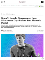 OpenAI Sought Government Loan Guarantees Days Before Sam Altman's Denial - Decrypt