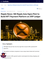 Ripple News Today: SBI Ripple Asia Signs MoU to Build NFT Payment Platform on XRP Ledger