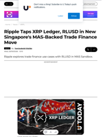 Ripple Taps XRP Ledger, RLUSD in New Singapore's MAS-Backed Trade Finance Move - U.Today
