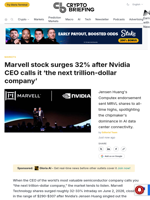 Marvell stock surges 32% after Nvidia CEO calls it 'the next trillion-dollar company'