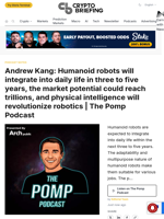 Andrew Kang: Humanoid robots will integrate into daily life in three to five years, the market potential could reach trillions, and physical intelligence will revolutionize robotics | The Pomp Podcast