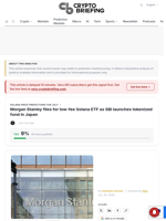 Morgan Stanley files for low-fee Solana ETF as SBI launches tokenized fund in Japan