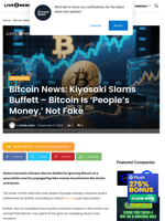Bitcoin News: Kiyosaki Slams Buffett - Bitcoin Is 'People’s Money,' Not Fake | Live Bitcoin News
