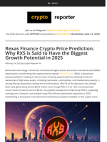 Rexas Finance Crypto Price Prediction: Why RXS is Said to Have the Biggest Growth Potential in 2025